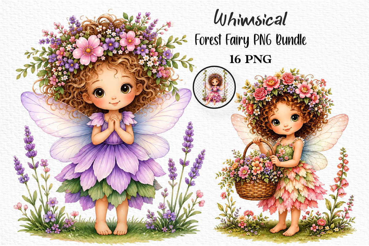 Whimsical Forest Fairy PNG, a Seasonal Illustration by Craft Nest (Photo 1 of 4)