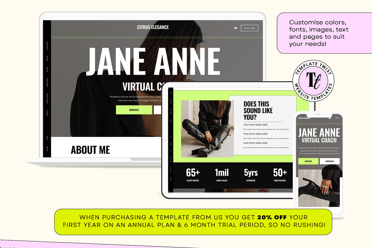 Neon Squarespace Website Template, a Squarespace Template by Template Twist Shop (Photo 6 of 10)