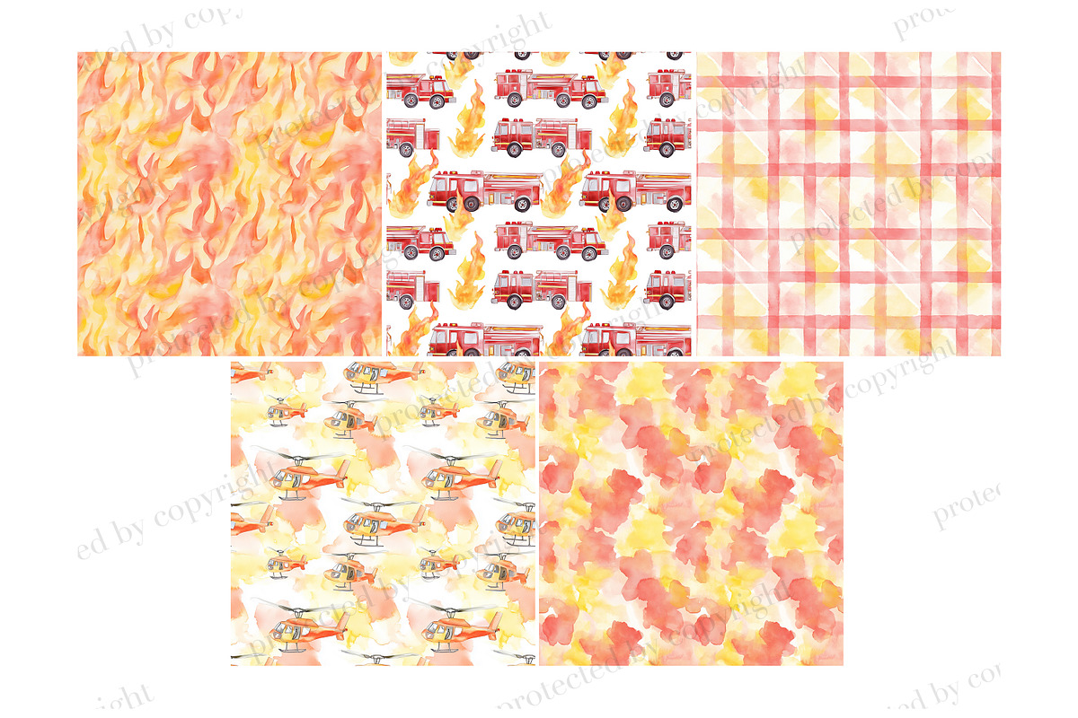 Firefighters Digital Papers, a Pattern Graphic by GlamArtZhanna (Photo 4 of 4)