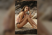 Seated on Beach Rocks, Warm Tones, a Beauty & Fashion Photo by Chris Joel Campbell (Thumbnail 1 of 2)
