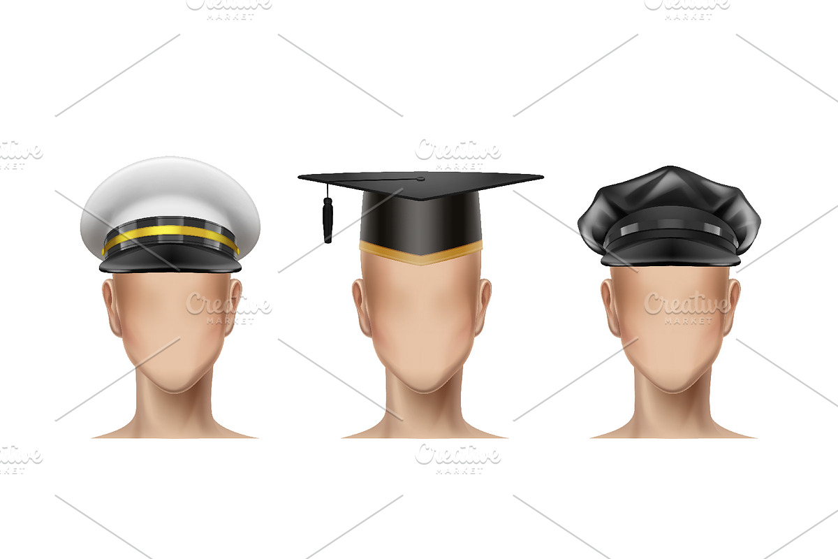 Realistic Vector Hats Set, an Object Graphic by Zonda (Photo 7 of 8)