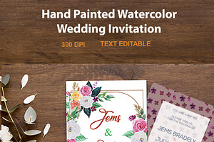 Wedding Watercolor Invitation Card