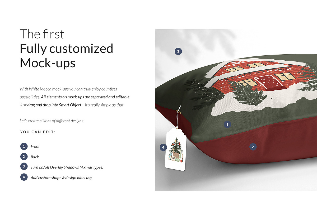 Xmas Pillows Covers 14xMock-ups, a Print Template by Mocca Mockups Store (Photo 2 of 7)