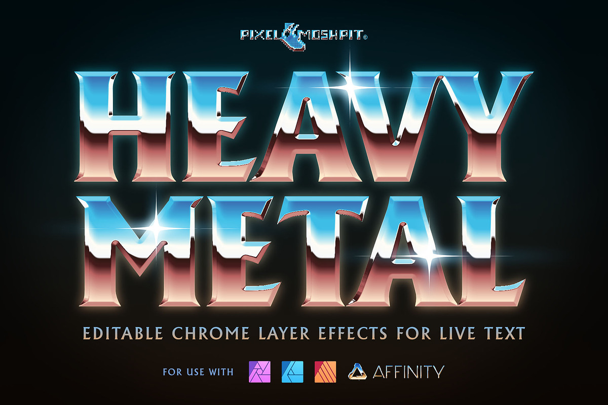 Heavy Metal Chrome Layer Styles, a Layer Style Add-On by PixelMoshpit (Photo 1 of 5)