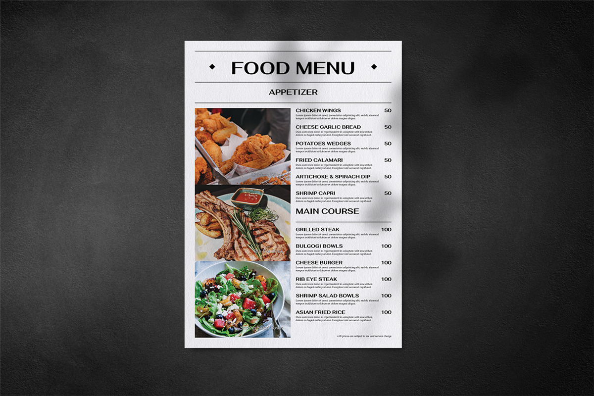Minimalist Food Menu, a Print Template by The Savory Directors (Photo 3 of 5)