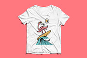 flamingo is surfing on the beach, an Animal Illustration by gunaonedesign (Thumbnail 3 of 4)