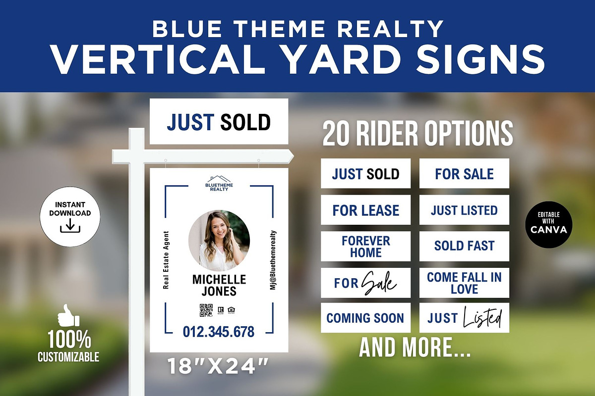 Real Estate Yard Sign Template Canva, a Marketing Template by CreativeVinesStore (Photo 1 of 6)