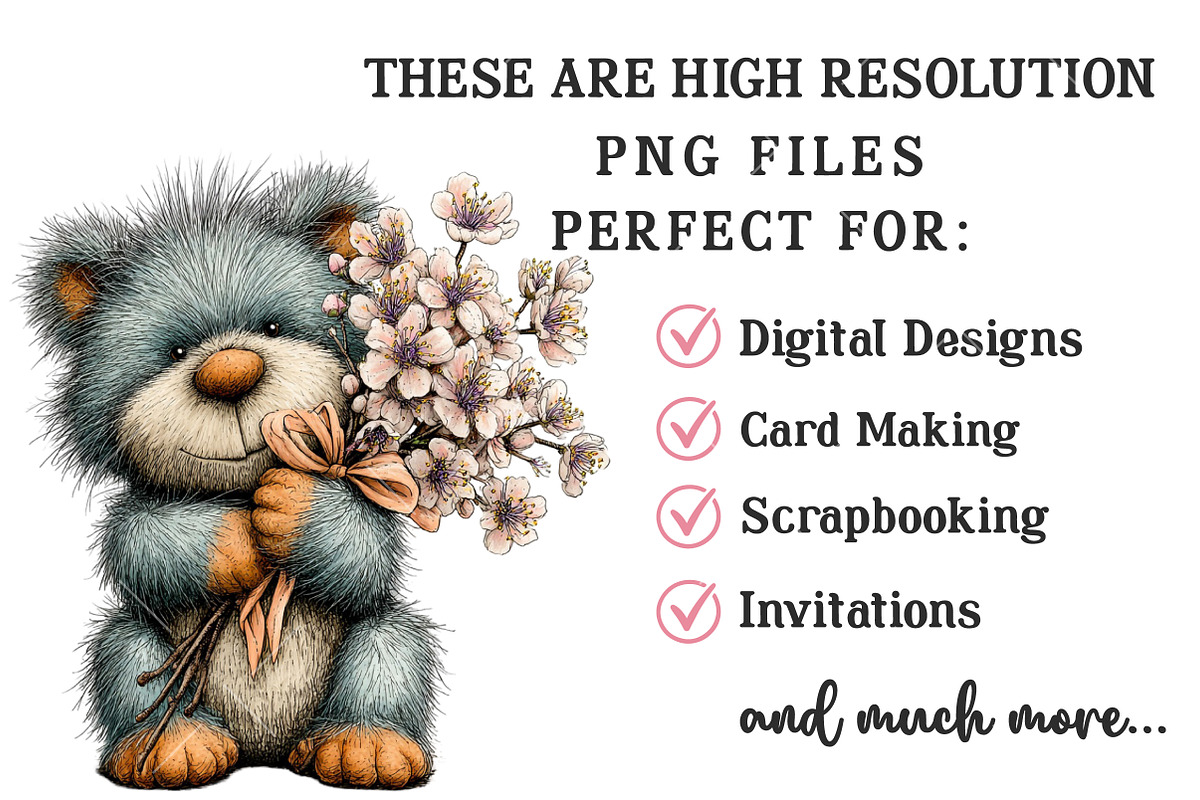 Icy Blue Spring Teddy Bear Clipart, an Illustration by OK Design (Photo 6 of 6)