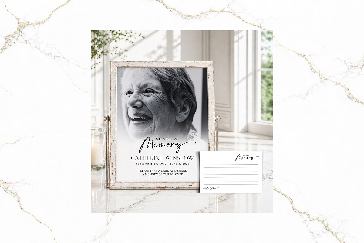 Funeral Bundle B&W Canva FR006, a Stationery Template by TyphoonStudio (Photo 9 of 12)