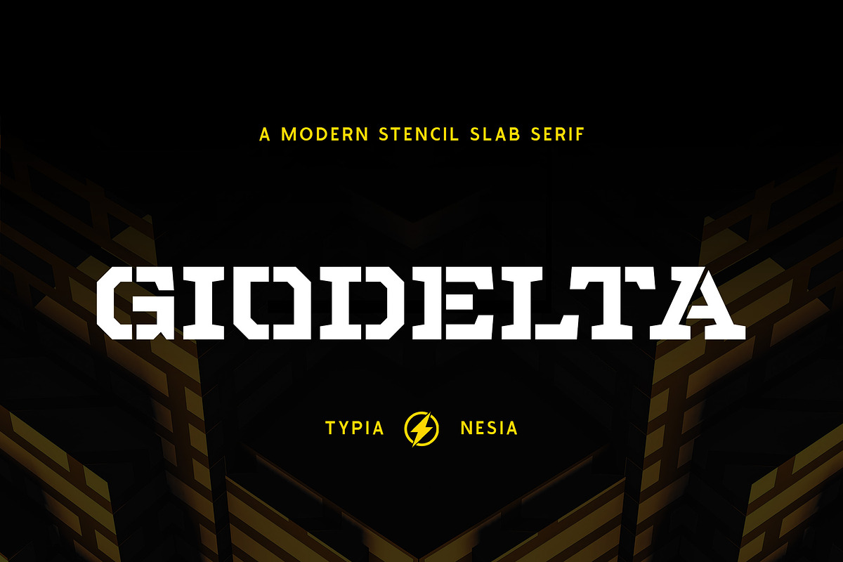 Giodelta - Stencil Slab Serif, a Slab Serif Font by Typia Nesia (Photo 1 of 11)