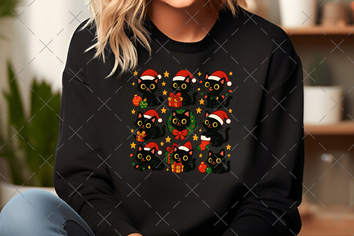 Christmas Black Cat PNG, an Illustration by Craft Nest (Photo 4 of 6)