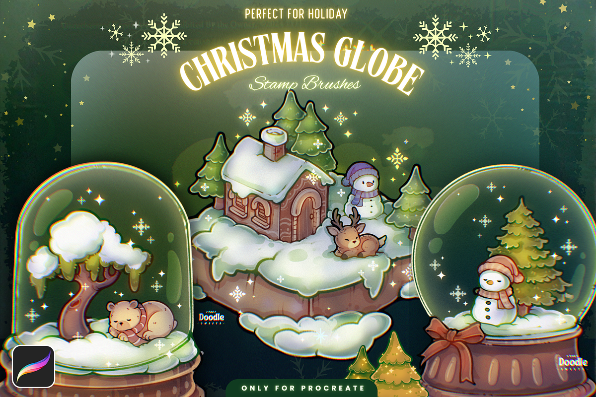 Christmas Globe Procreate Brush Set, a Brush Add-On by TheDoodleSweets (Photo 1 of 5)
