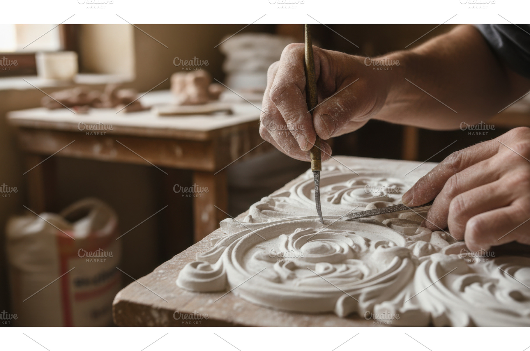 Close up view of artisan hands using, an Arts & Entertainment Photo by Igor Tichonow