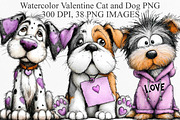 Watercolor Valentine Cat and Dog PNG, an Illustration by Canvas Craft (Thumbnail 1 of 6)
