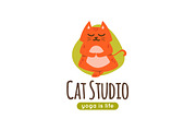 Cat Studio. Yoga Logo., a Branding & Logo Template by Trapezoid (Thumbnail 1 of 2)