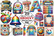 Groovy School Clipart Bundle, Retro, an Illustration by RobertsArt (Thumbnail 1 of 7)