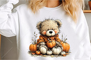 Whimsical Autumn Teddy Bear Clipart, a Seasonal Illustration by Canvas Craft (Thumbnail 5 of 10)