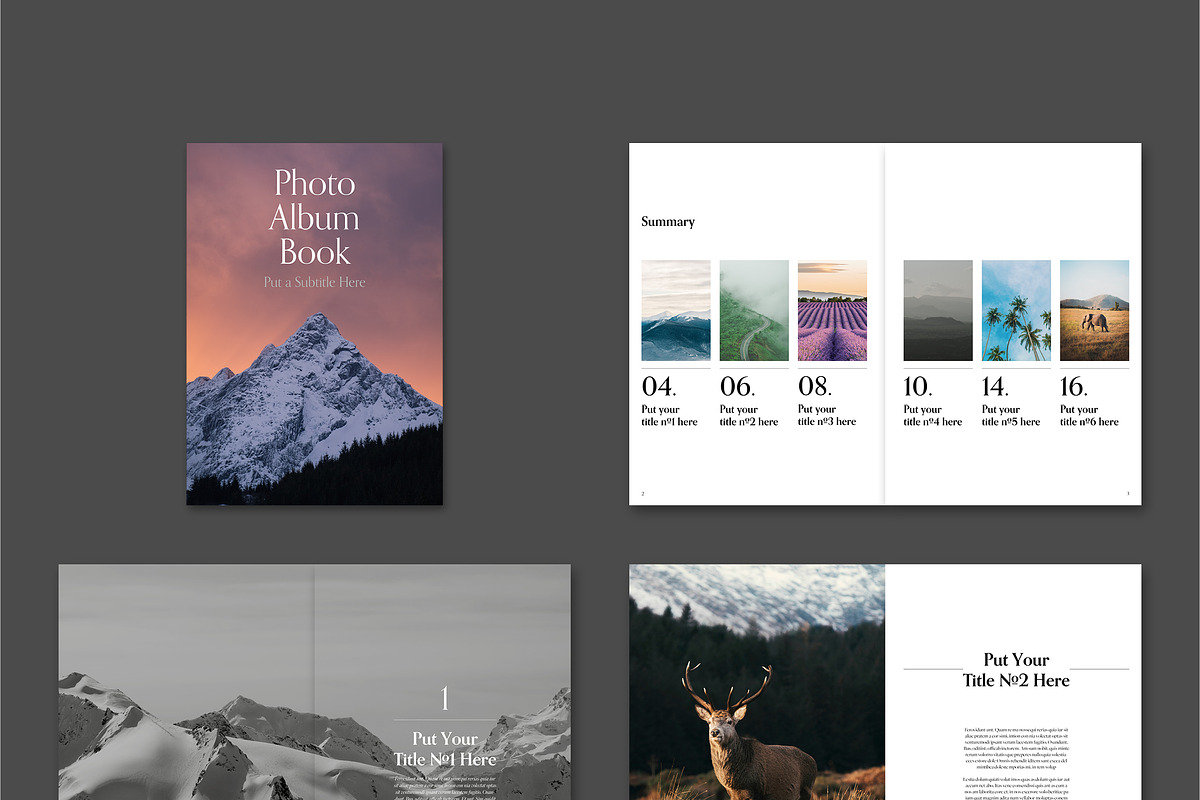 Photo Album Book Layout (A4+US), a Brochure Template by tomsarraipodesign