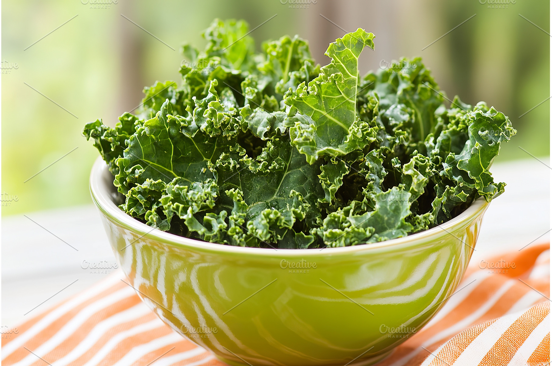 Fresh green kale in a bowl on, a Food & Drink Photo by Lermont51