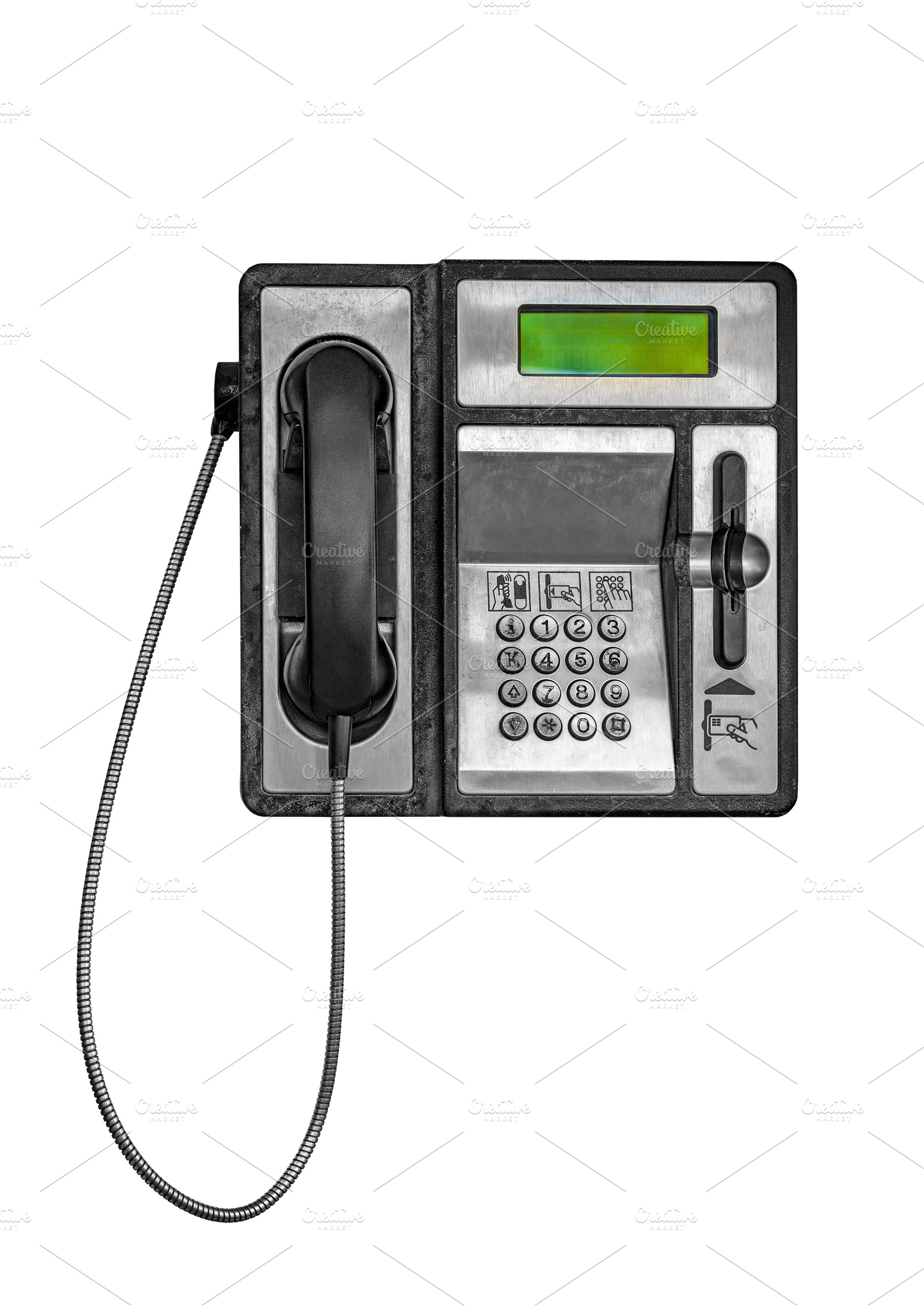 Old retro public payphone isolated, a Technology Photo by BOOCYS