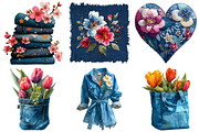 Vintage Denim Clipart, an Illustration by Craft Nest (Thumbnail 3 of 6)