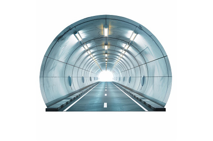 Empty highway road tunnel going to, a Transportation Photo by Ylivdesign