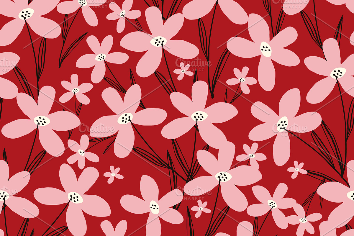 Hand Drawn Patterns with Flowers, a Pattern Graphic by Art's and patterns (Photo 6 of 7)