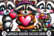 Whimsical Valentine Raccoon Clipart, an Illustration by Designking (Thumbnail 1 of 5)
