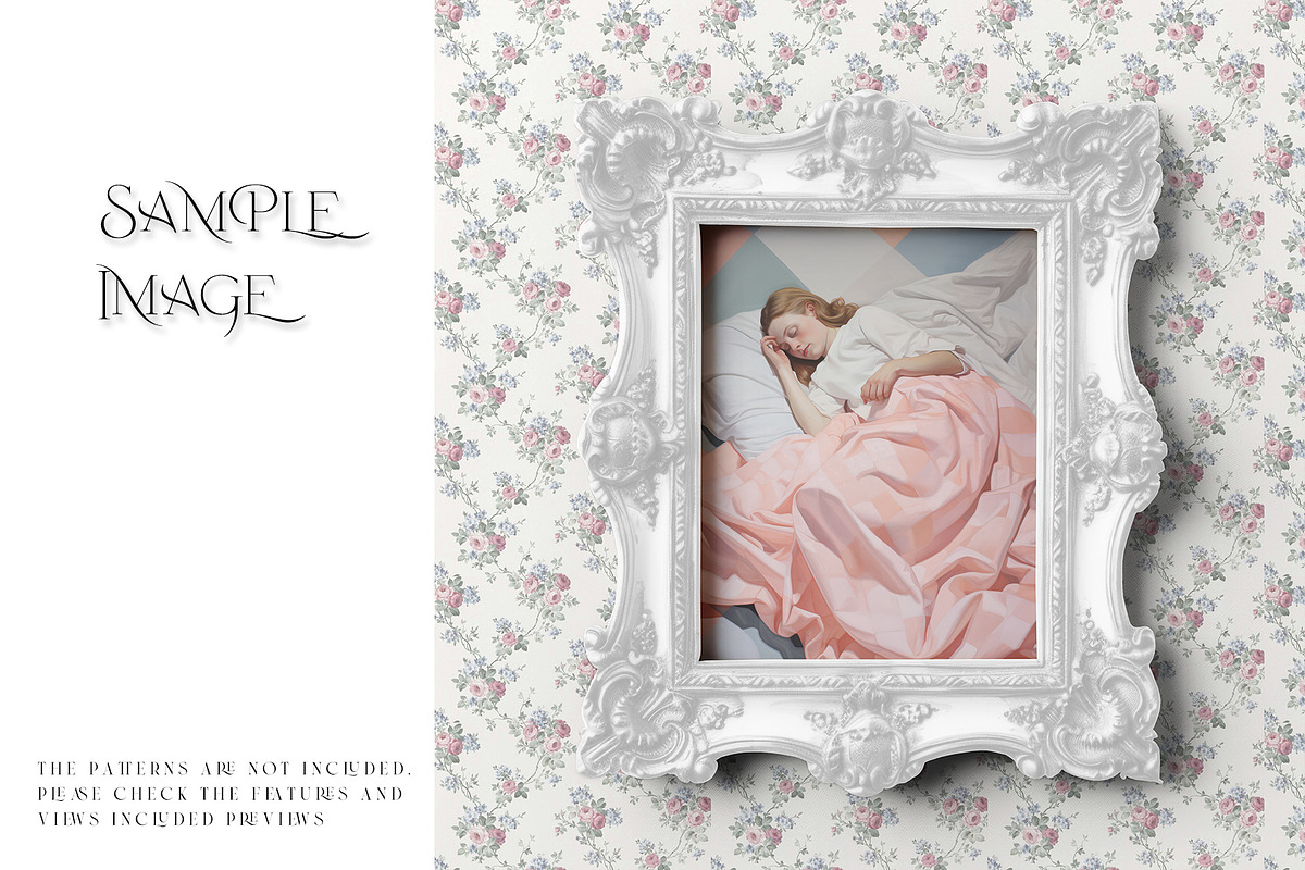 Vintage Frame & Wallpaper Mockup, a Household Mockup by mock-ups (Photo 4 of 14)
