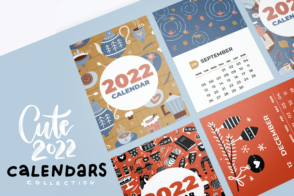 Cozy 2022 calendars collection, a Stationery Template by Lana Sham (Photo 1 of 10)