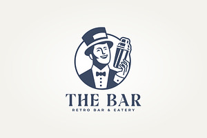 Bartender With Boston Shaker Logo