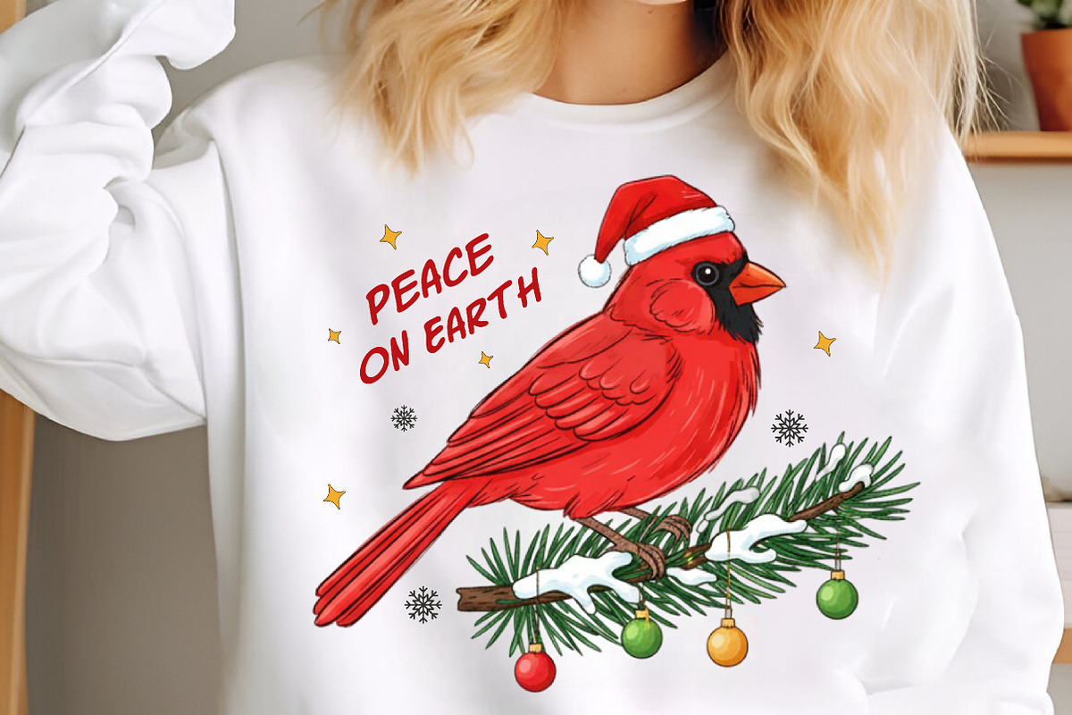Merry Christmas Cardinal Hand-Drawn, an Illustration by SinaCreation (Photo 3 of 7)