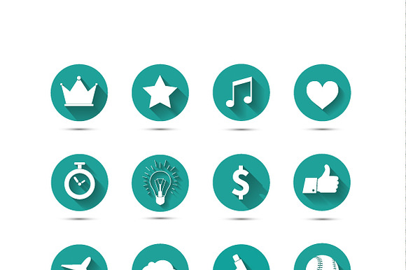 Set Of 20 Different Vector Flat Icon