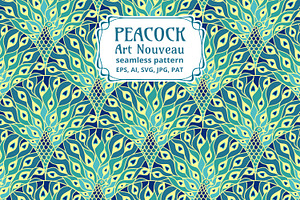 Peacock, Art Nouveau Pattern