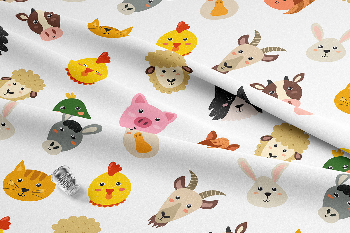 Farm Animals Faces Collection, an Animal Illustration by Gulnara Sabirova (Photo 6 of 8)