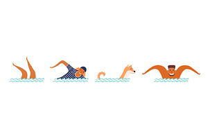 Woman, man, dog, swimming, diving, a Person Illustration by sceptical cactus