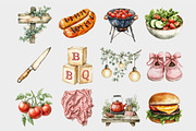 Watercolor Barbecue Clipart, a Seasonal Illustration by Design Market (Thumbnail 4 of 5)