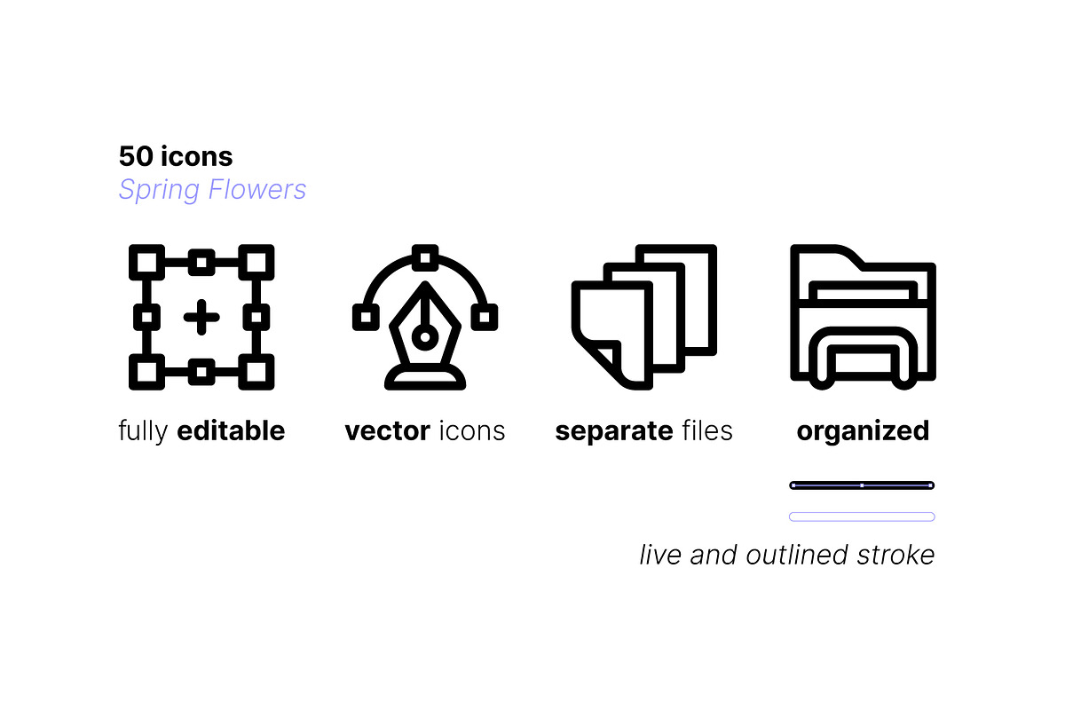 50 Spring Flowers Icons, an Outline Icon by Side Project (Photo 3 of 7)