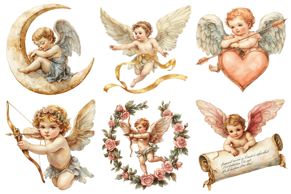 Vintage Cupid Clipart, an Illustration by Pixels.Craft (Photo 2 of 7)