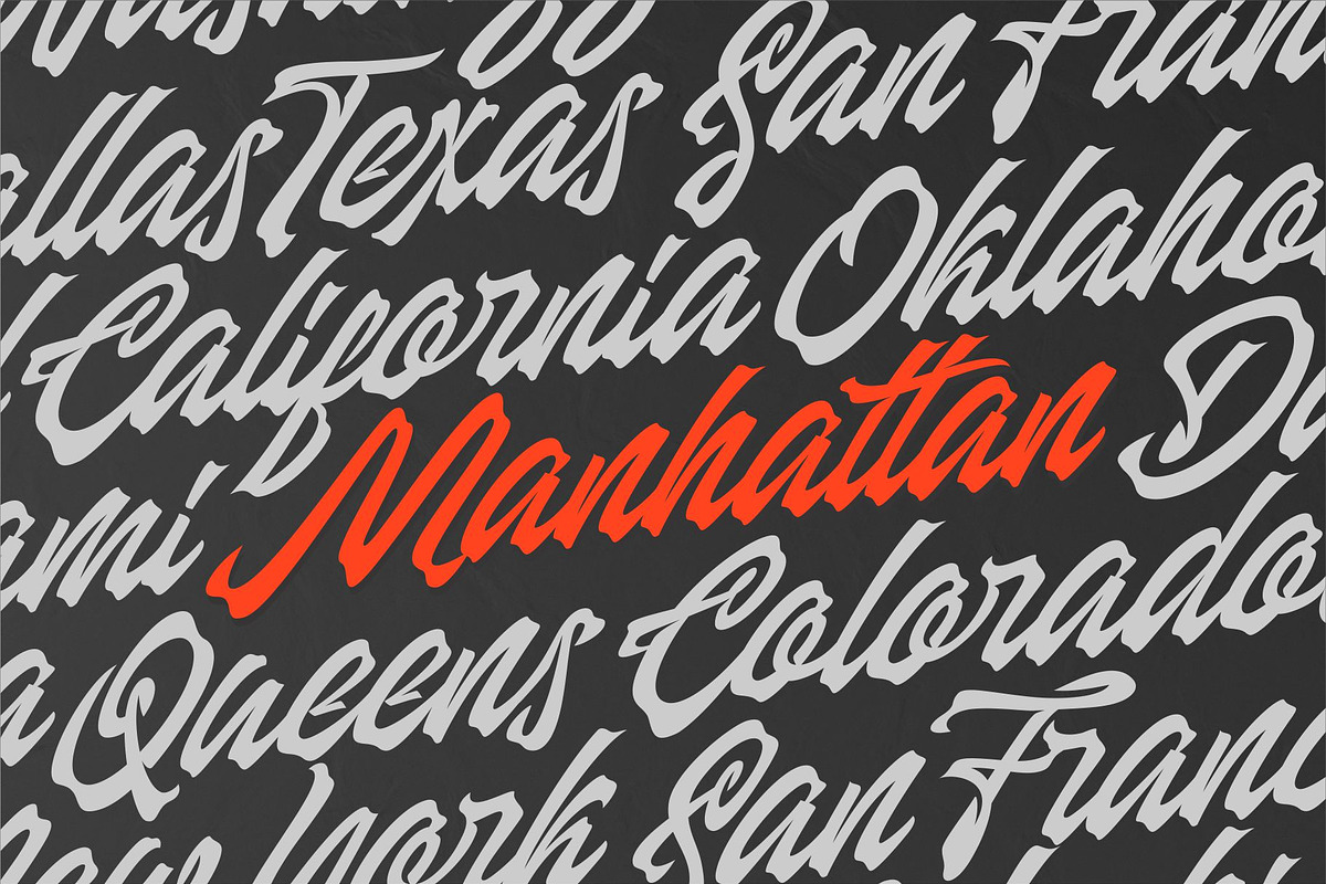 Manhattan Font, a Script Font by Nocturnal Workspace (Photo 2 of 9)