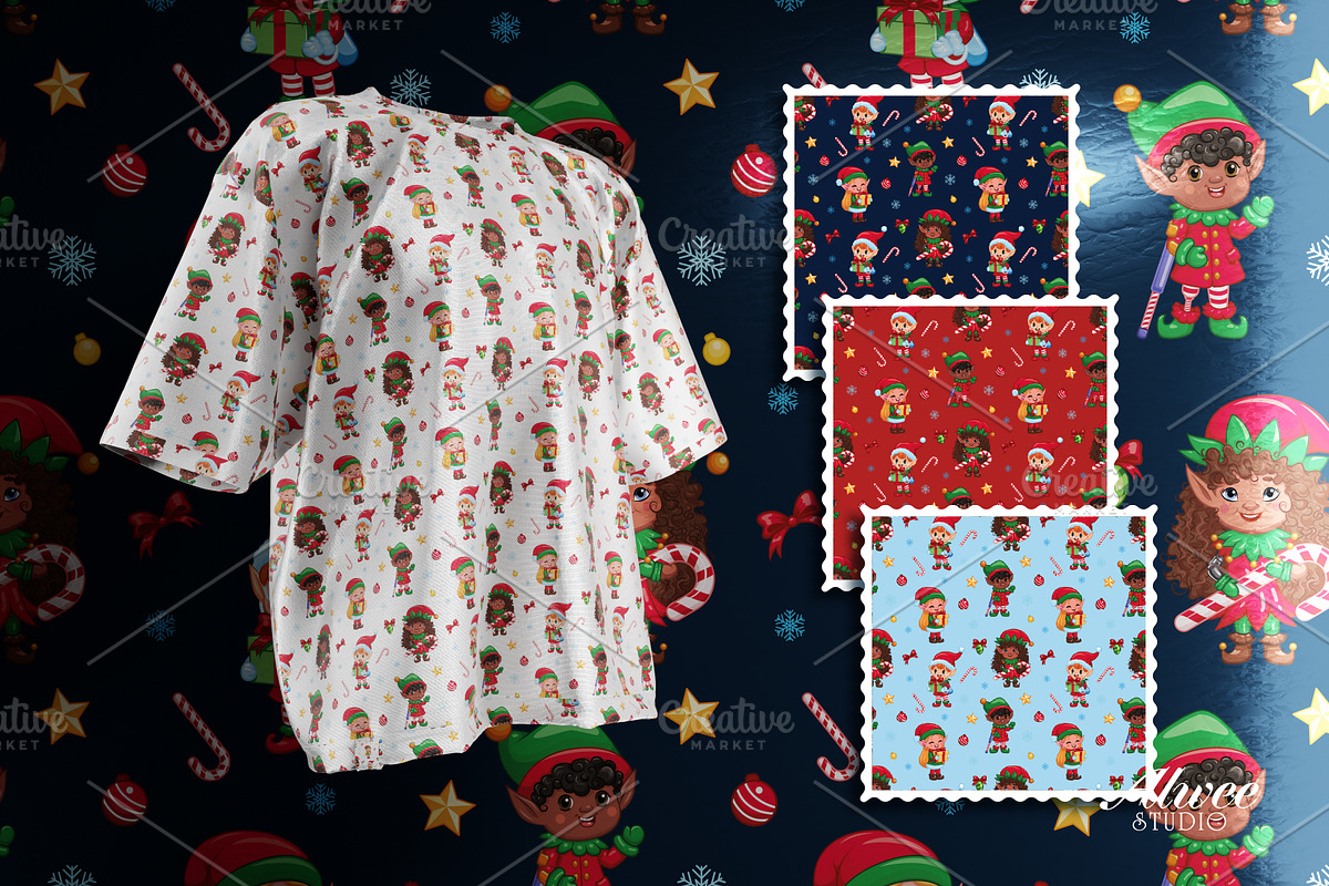 Inclusive Christmas Elves Pattern, a Pattern Graphic by Alwee Studio (Photo 3 of 5)