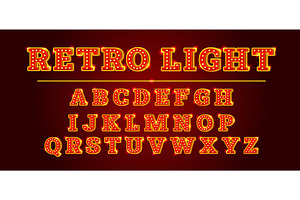 Bulb alphabet. Circus light font, an Illustration by Stock-Smart-Start