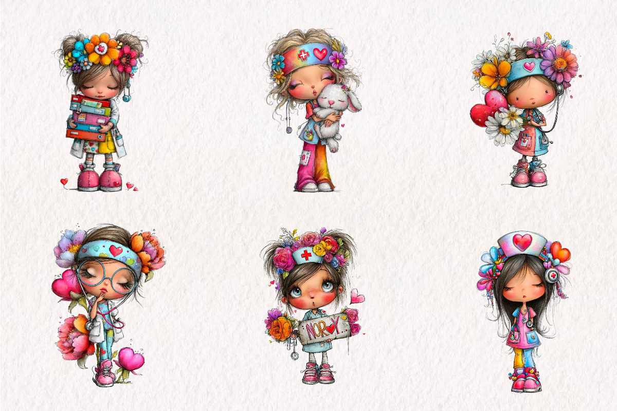 Whimsical Nurse Girl clipart, a Seasonal Illustration by CreationArt (Photo 3 of 7)