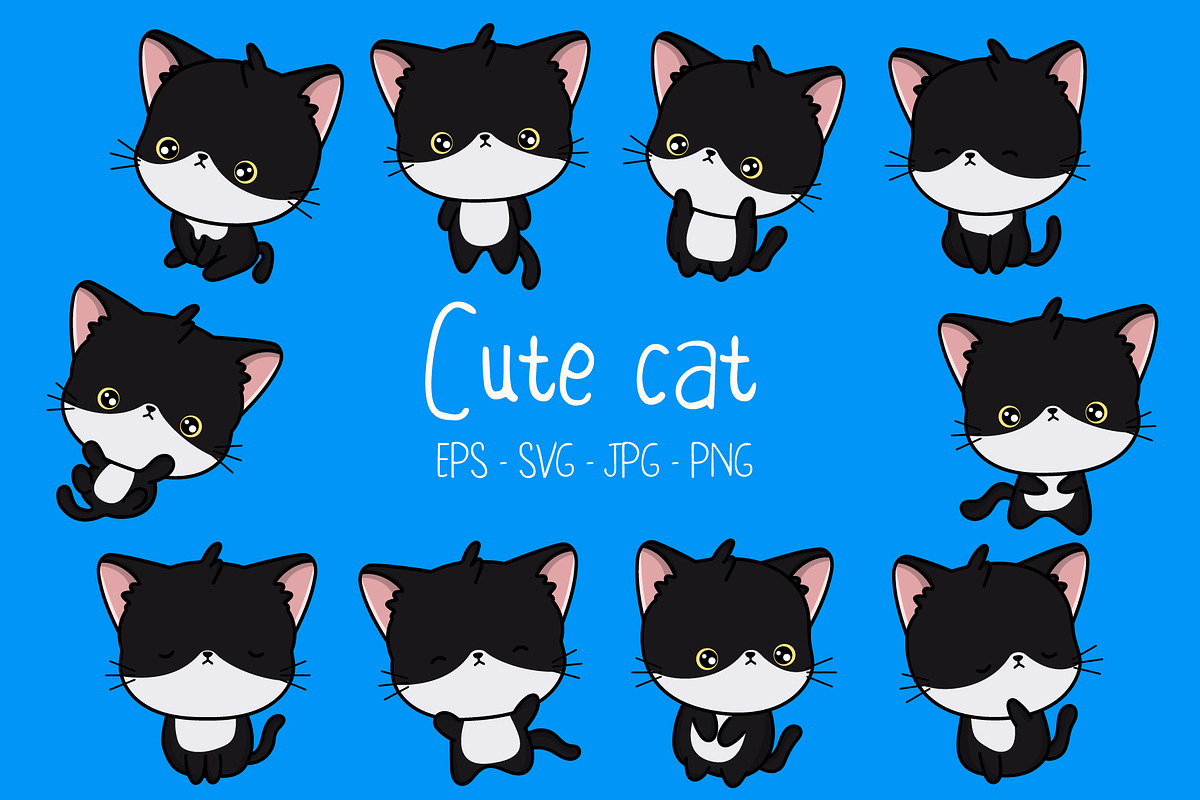 Cute Black Cat Illustrations, an Illustration by ArtVarStudio (Photo 1 of 3)