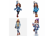 Prompt Winter Fashion Girl Clipart, a Decorative Illustration by Creative design (Thumbnail 5 of 7)