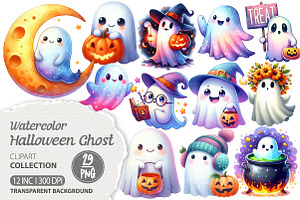 Cute Halloween Ghost Clipart PNG, an Illustration by Dream Creation