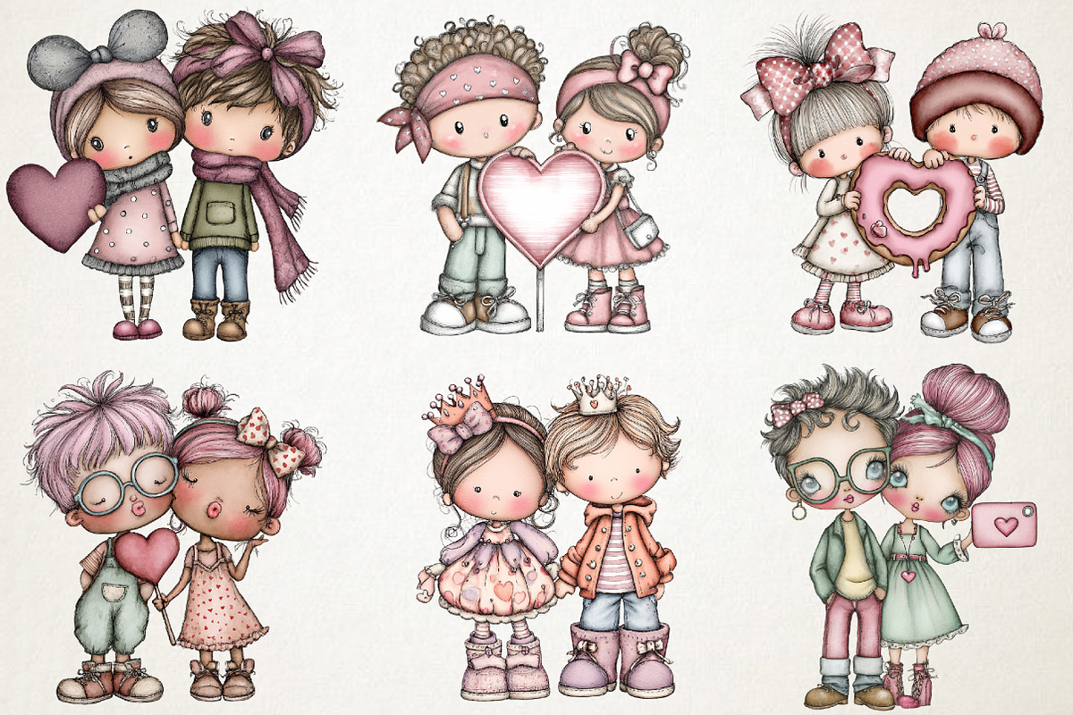 Quirky Girl & Boy Valentine Icons, a Person Illustration by RobertsArt (Photo 6 of 7)