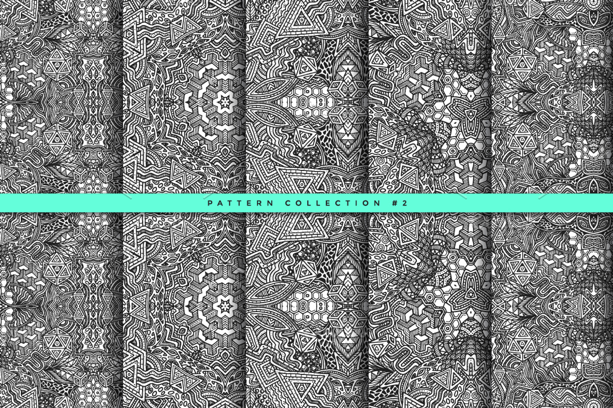 Zentangle seamless vector patterns, a Pattern Graphic by TRIKONA (Photo 3 of 6)