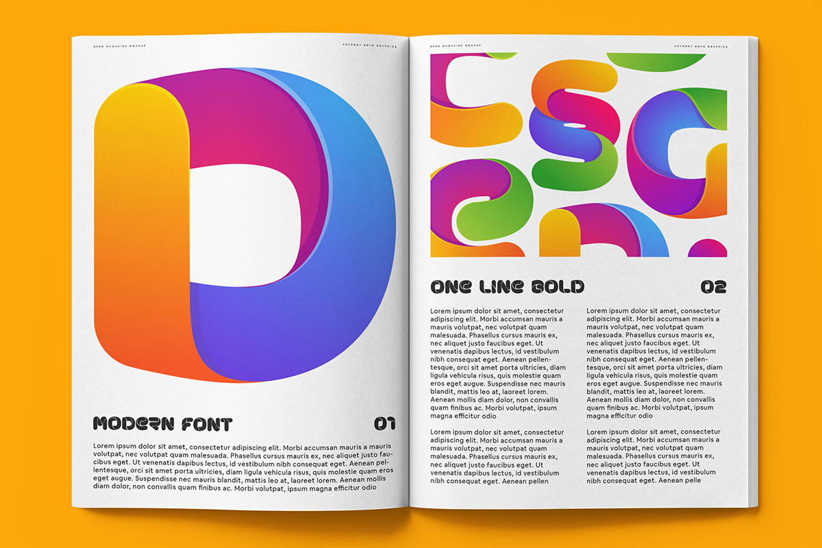 One Line Bold Colored font preview 6