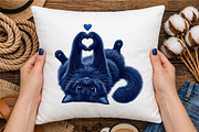 Cute Purple Cat Heart Paws Love, a Seasonal Illustration by designcity5 (Thumbnail 3 of 4)